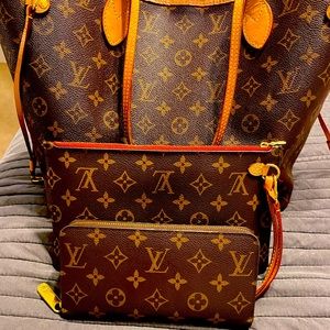 Authentic LV Neverfull MM set with cosmetic clutch/pochette and zippy wallet